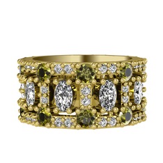 Swarovski ve peridot 14 ayar altın yüzük