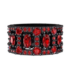 Zelie Tamtur Yüzük - Garnet 925 ayar siyah rodyum kaplama gümüş yüzük #59htlf