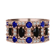 Zelie Tamtur Yüzük - Siyah zirkon, lab safir ve swarovski 8 ayar rose altın yüzük #5yyxll
