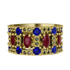 Zelie Tamtur Yüzük - Kök yakut, lab safir ve peridot 8 ayar altın yüzük #68cezw