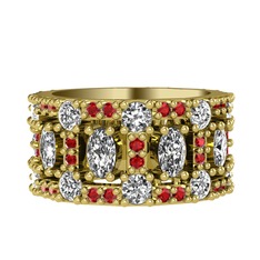 Zelie Tamtur Yüzük - Swarovski, beyaz zirkon ve garnet 14 ayar altın yüzük #70twic