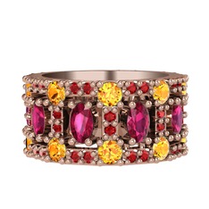 Zelie Tamtur Yüzük - Rodolit garnet, sitrin ve garnet 18 ayar rose altın yüzük #7cpob9