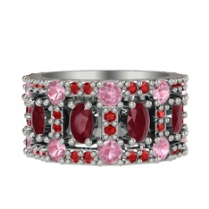 Zelie Tamtur Yüzük - Kök yakut, pembe kuvars ve garnet 925 ayar gümüş yüzük #8irwow