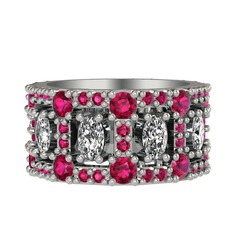Zelie Tamtur Yüzük - Swarovski ve rodolit garnet 18 ayar beyaz altın yüzük #8y7sb