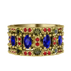 Zelie Tamtur Yüzük - Lab safir, peridot ve garnet 8 ayar altın yüzük #9hg45k