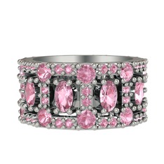 Zelie Tamtur Yüzük - Pembe kuvars 18 ayar beyaz altın yüzük #9rmrg3