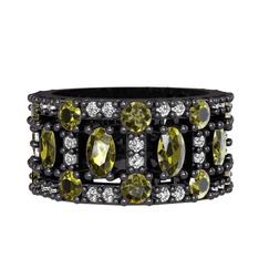 Zelie Tamtur Yüzük - Peridot ve swarovski 925 ayar siyah rodyum kaplama gümüş yüzük #a6mkvv