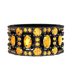 Zelie Tamtur Yüzük - Sitrin 925 ayar siyah rodyum kaplama gümüş yüzük #aacj1s