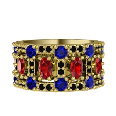 Zelie Tamtur Yüzük - Garnet, lab safir ve siyah zirkon 18 ayar altın yüzük #afu4le