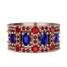 Zelie Tamtur Yüzük - Lab safir, garnet ve kök yakut 18 ayar rose altın yüzük #b7tny4