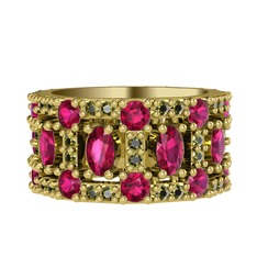 Rodolit garnet ve peridot 925 ayar altın kaplama gümüş yüzük