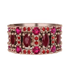 Zelie Tamtur Yüzük - Kök yakut, rodolit garnet ve garnet 8 ayar rose altın yüzük #bvjz7b