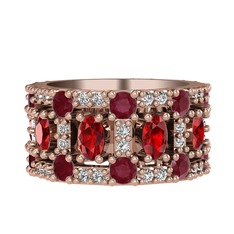 Zelie Tamtur Yüzük - Garnet, kök yakut ve swarovski 8 ayar rose altın yüzük #c7xlo7