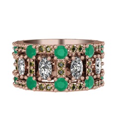 Zelie Tamtur Yüzük - Swarovski, kök zümrüt ve peridot 14 ayar rose altın yüzük #cxw5rp