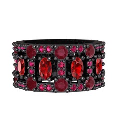 Zelie Tamtur Yüzük - Garnet, kök yakut ve rodolit garnet 925 ayar siyah rodyum kaplama gümüş yüzük #dn4rou