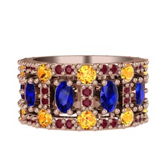 Zelie Tamtur Yüzük - Lab safir, sitrin ve kök yakut 14 ayar rose altın yüzük #f1b80w