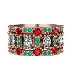 Zelie Tamtur Yüzük - Swarovski, garnet ve kök zümrüt 925 ayar rose altın kaplama gümüş yüzük #fno0eb