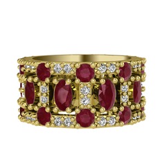 Kök yakut ve pırlanta 8 ayar altın yüzük (0.66 karat)