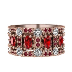 Zelie Tamtur Yüzük - Garnet, pırlanta ve kök yakut 8 ayar rose altın yüzük (1.76 karat) #h0szxn