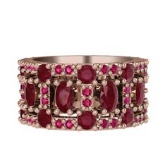 Zelie Tamtur Yüzük - Kök yakut ve rodolit garnet 8 ayar rose altın yüzük #htds8l