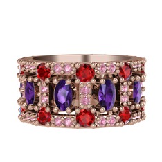 Zelie Tamtur Yüzük - Ametist, garnet ve pembe kuvars 925 ayar rose altın kaplama gümüş yüzük #hyy1c0