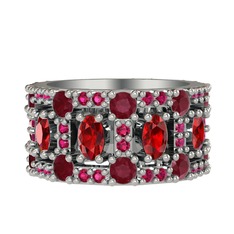 Garnet, kök yakut ve rodolit garnet 925 ayar gümüş yüzük