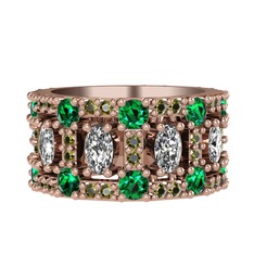 Zelie Tamtur Yüzük - Swarovski, yeşil kuvars ve peridot 18 ayar rose altın yüzük #ihvzzk