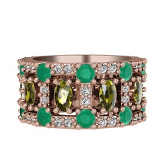 Zelie Tamtur Yüzük - Peridot, kök zümrüt ve pırlanta 925 ayar rose altın kaplama gümüş yüzük (0.66 karat) #iwr5mn