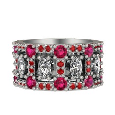 Zelie Tamtur Yüzük - Beyaz zirkon, rodolit garnet ve garnet 925 ayar gümüş yüzük #jikr2l