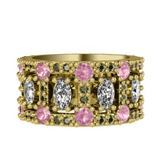 Zelie Tamtur Yüzük - Swarovski, pembe kuvars ve peridot 8 ayar altın yüzük #kjpe19