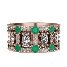 Zelie Tamtur Yüzük - Swarovski, kök zümrüt ve beyaz zirkon 14 ayar rose altın yüzük #lz2sjh