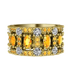 Zelie Tamtur Yüzük - Sitrin ve pırlanta 925 ayar altın kaplama gümüş yüzük (1.76 karat) #n7gm5w