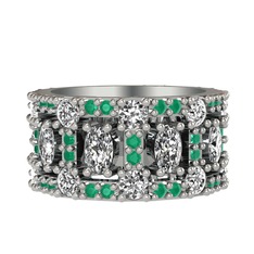 Zelie Tamtur Yüzük - Swarovski, beyaz zirkon ve kök zümrüt 18 ayar beyaz altın yüzük #n8ax1g