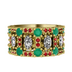 Zelie Tamtur Yüzük - Swarovski, kök zümrüt ve garnet 925 ayar altın kaplama gümüş yüzük #nccefw