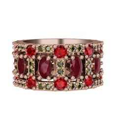 Zelie Tamtur Yüzük - Kök yakut, garnet ve peridot 14 ayar rose altın yüzük #ndoy