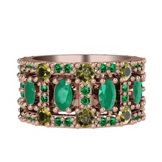 Zelie Tamtur Yüzük - Kök zümrüt, peridot ve yeşil kuvars 925 ayar rose altın kaplama gümüş yüzük #oakpgx