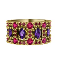 Zelie Tamtur Yüzük - Ametist, rodolit garnet ve kök yakut 18 ayar altın yüzük #pgh2g3