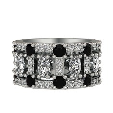 Zelie Tamtur Yüzük - Beyaz zirkon, siyah zirkon ve pırlanta 925 ayar gümüş yüzük (0.66 karat) #pkbe1h