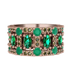 Zelie Tamtur Yüzük - Yeşil kuvars, kök zümrüt ve peridot 925 ayar rose altın kaplama gümüş yüzük #pltdw7