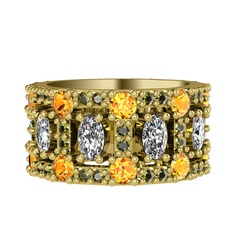 Zelie Tamtur Yüzük - Swarovski, sitrin ve peridot 8 ayar altın yüzük #q7q081