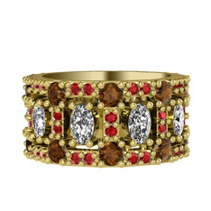 Zelie Tamtur Yüzük - Swarovski, dumanlı kuvars ve garnet 14 ayar altın yüzük #qsxgp8