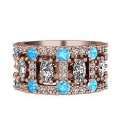 Zelie Tamtur Yüzük - Swarovski ve akuamarin 18 ayar rose altın yüzük #rdiv58