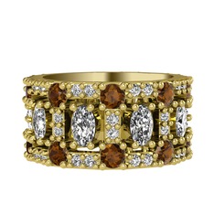 Zelie Tamtur Yüzük - Swarovski, dumanlı kuvars ve pırlanta 8 ayar altın yüzük (0.66 karat) #sppujw