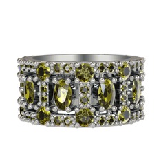 Zelie Tamtur Yüzük - Peridot 14 ayar beyaz altın yüzük #st8wst