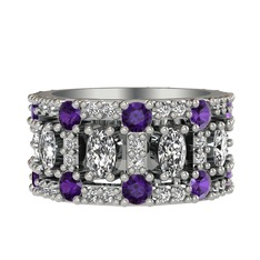 Zelie Tamtur Yüzük - Swarovski ve ametist 14 ayar beyaz altın yüzük #t2c012