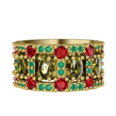 Zelie Tamtur Yüzük - Peridot, garnet ve kök zümrüt 925 ayar altın kaplama gümüş yüzük #tlpjvn