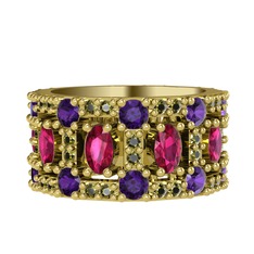 Zelie Tamtur Yüzük - Rodolit garnet, ametist ve peridot 8 ayar altın yüzük #tnbg64