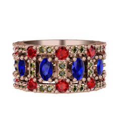 Zelie Tamtur Yüzük - Lab safir, garnet ve peridot 18 ayar rose altın yüzük #uepk7s