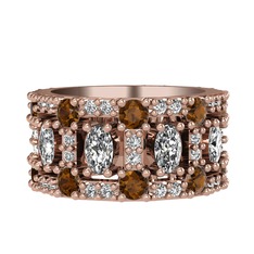 Zelie Tamtur Yüzük - Swarovski ve dumanlı kuvars 14 ayar rose altın yüzük #uxoj56