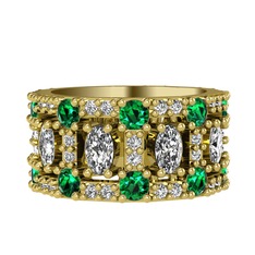 Zelie Tamtur Yüzük - Swarovski ve yeşil kuvars 14 ayar altın yüzük #v137dd